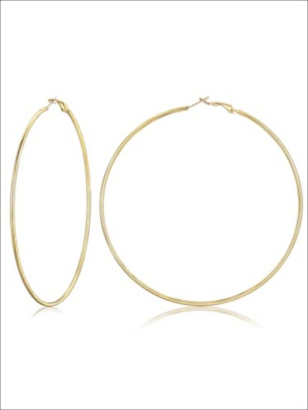 14K Gold Plated Large Hoop Earrings 2mm Thin Stainless Steel Hoops